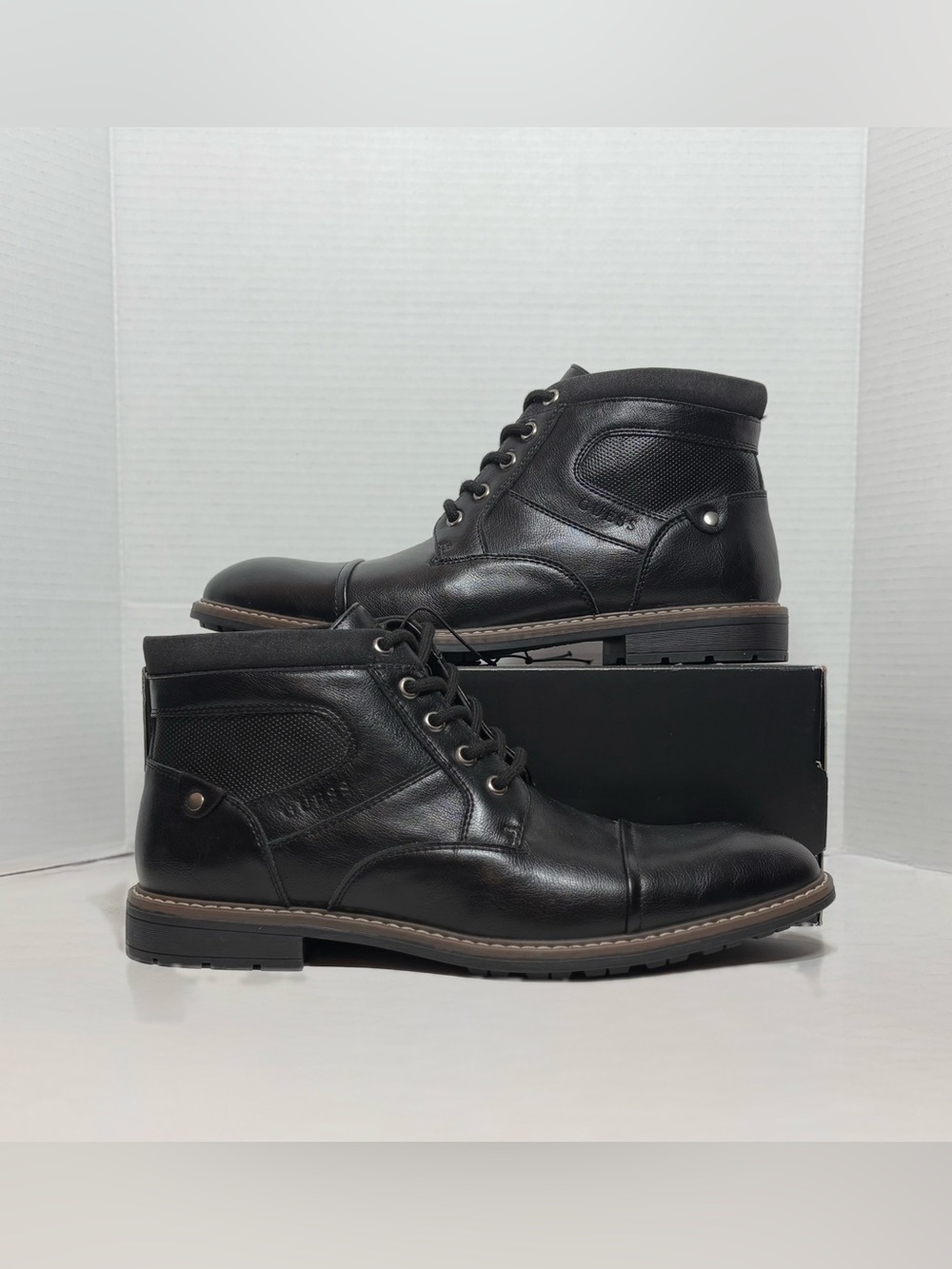 GUESS Men's Black Leather Lace-Up Ankle Boots casual dress boot GMDANE-R NEW